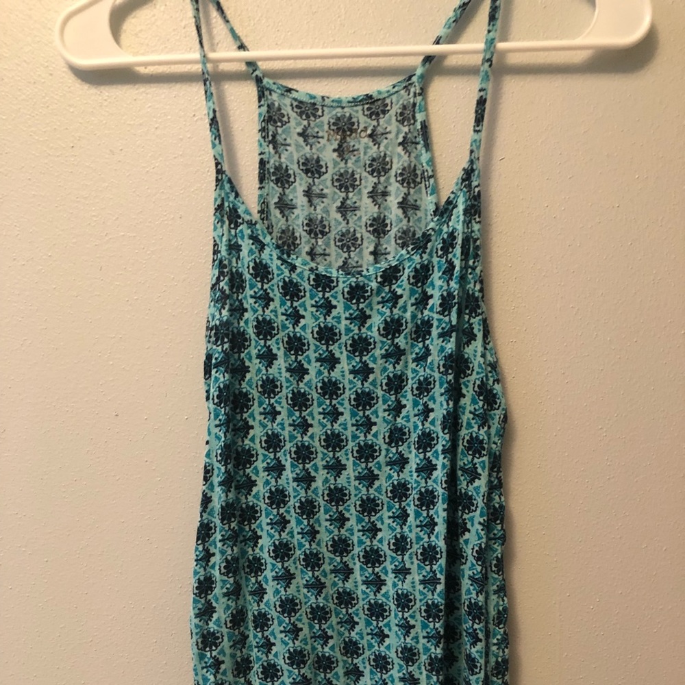 Mudd blue with dark blue pattern tank top